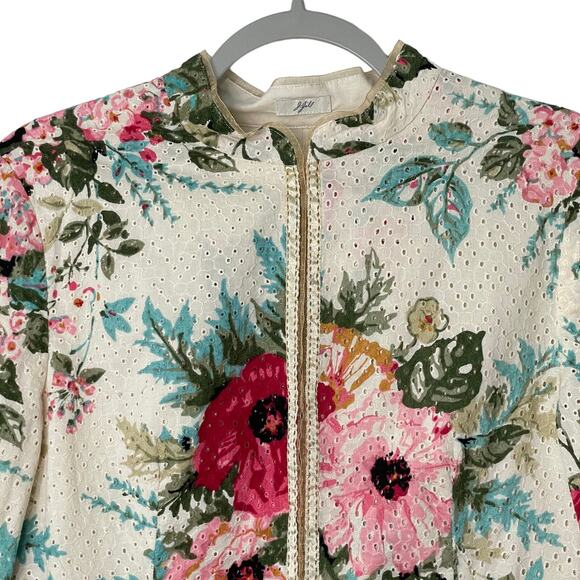 Vintage Y2k J. Jill Re: Crafted Floral Eyelet Zip Jacket Romantic Shabby Chic SP - Picture 3 of 12